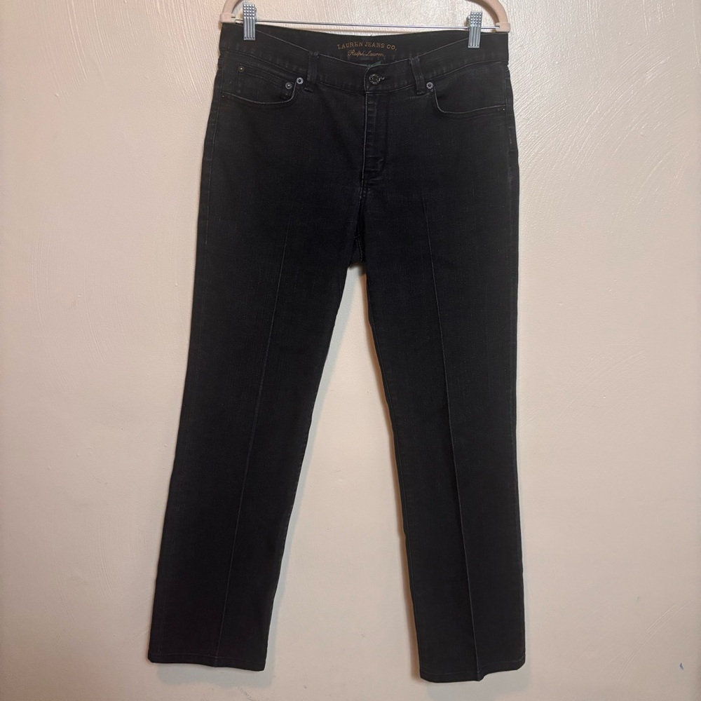 LRL Lauren Jeans Co Women’s Jeans Modern Slim Black Shiny Embellish Size 10
